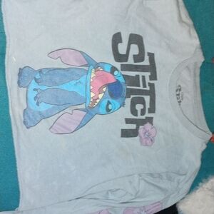 Disney Gray and Blue Long Sleeve Stitch Tee